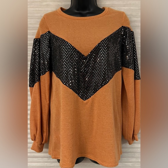 Twenty Second Apricot Sweater with Spangle Shimmer Sequins Size S NEW! - Picture 2 of 11